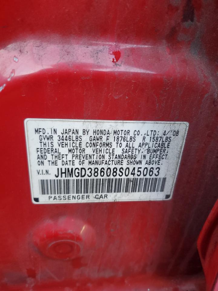 2008 Honda Fit Sport VIN: JHMGD38608S045063 Lot: 85780835