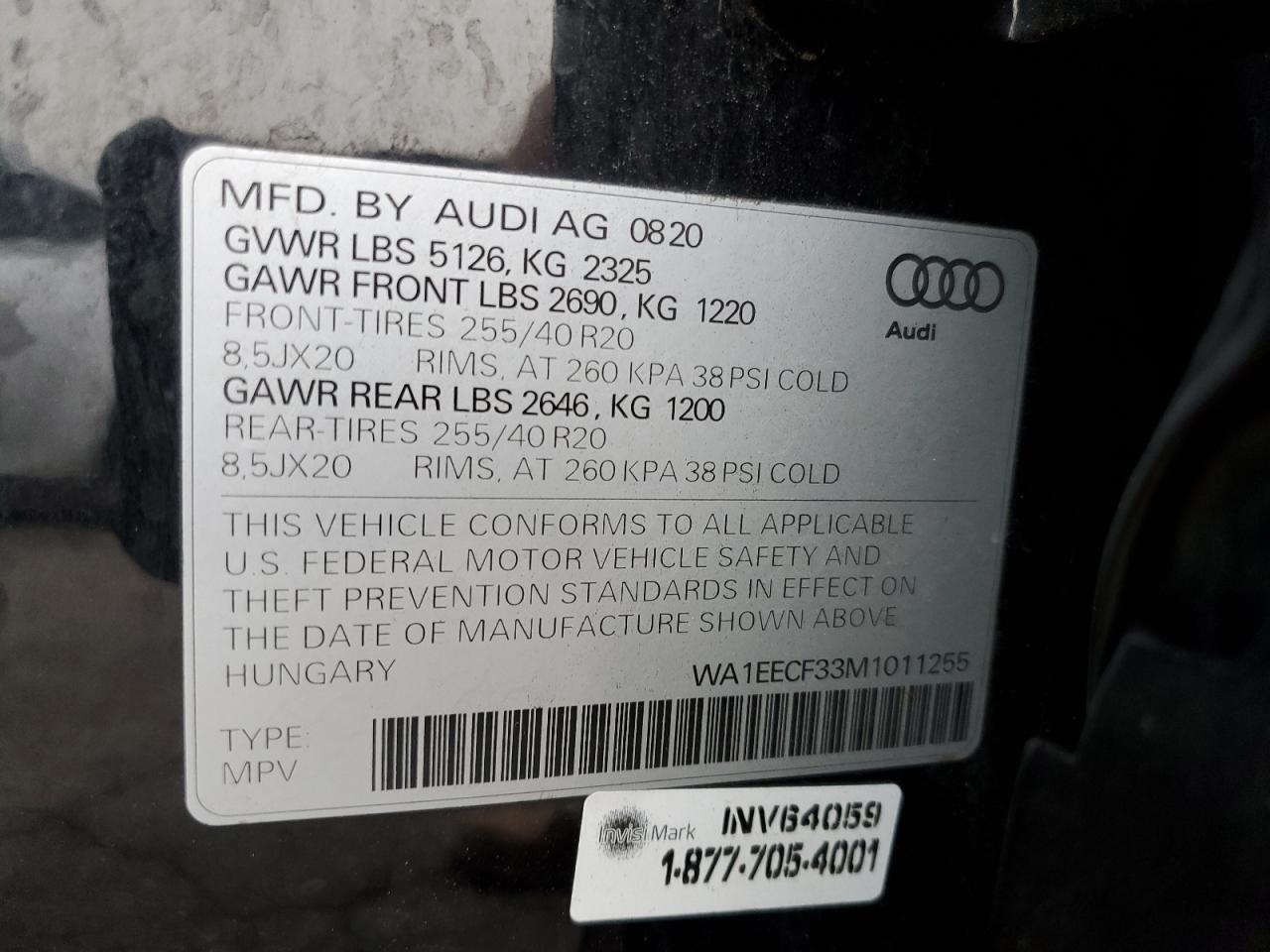 2021 Audi Q3 Premium Plus S Line 45 VIN: WA1EECF33M1011255 Lot: 90734675