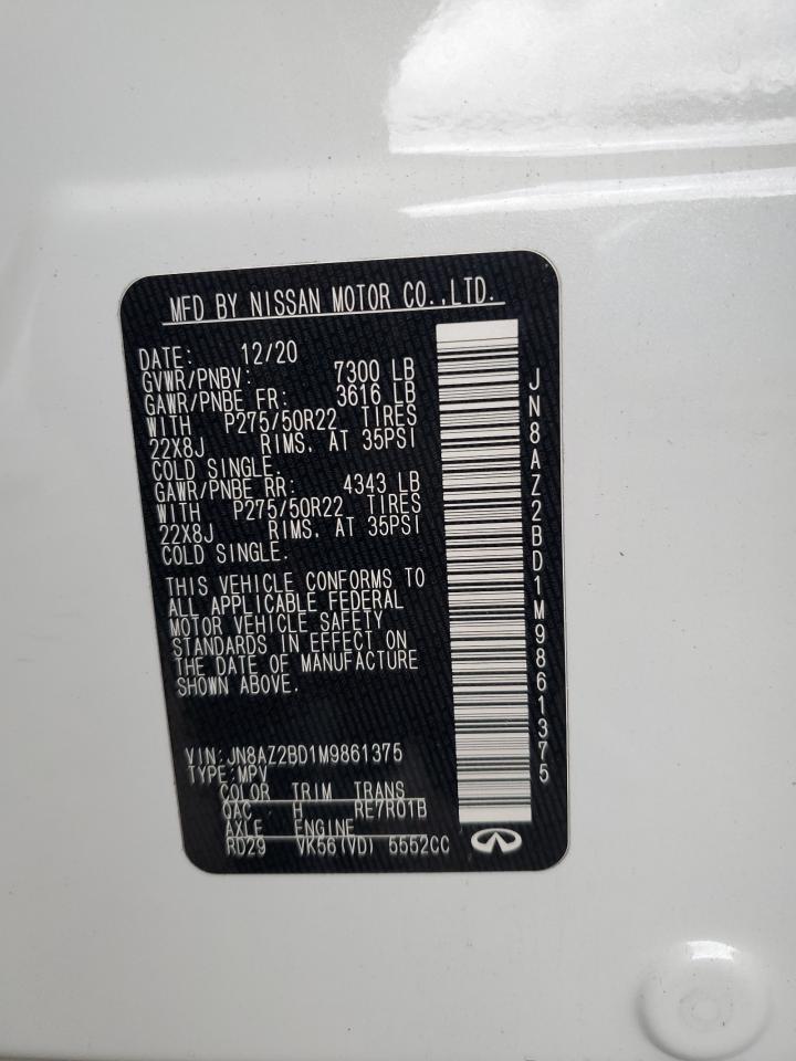 2021 Infiniti Qx80 Sensory VIN: JN8AZ2BD1M9861375 Lot: 90616585