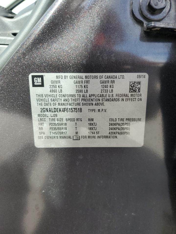 2015 Chevrolet Equinox Ltz VIN: 2GNALDEK4F6157518 Lot: 85844595