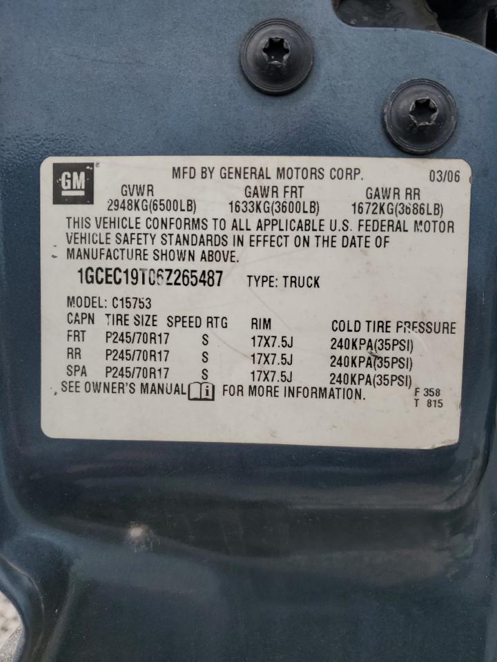 2006 Chevrolet Silverado C1500 VIN: 1GCEC19T06Z265487 Lot: 84657485