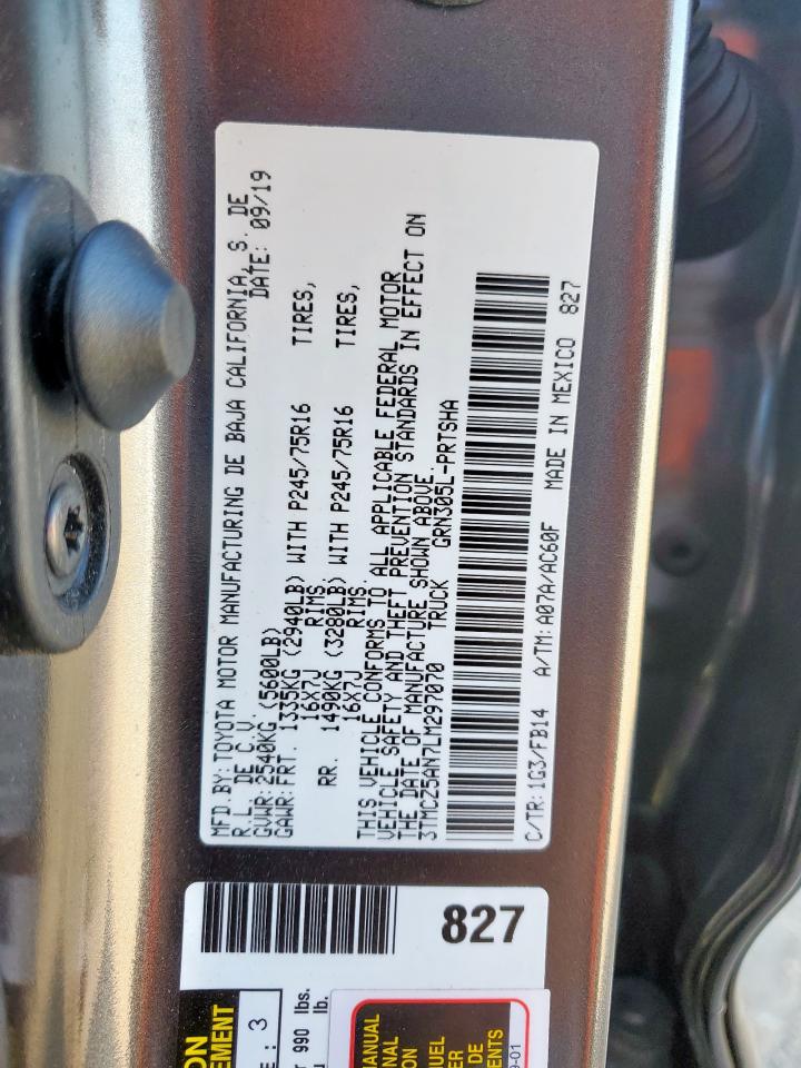 2020 Toyota Tacoma Double Cab VIN: 3TMCZ5AN7LM297070 Lot: 82288285