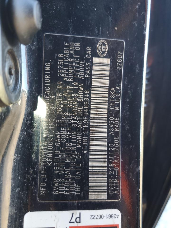 2014 Toyota Camry L VIN: 4T1BF1FK9EU466348 Lot: 82574395