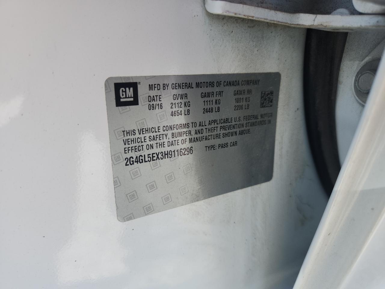 2017 Buick Regal Sport Touring VIN: 2G4GL5EX3H9116296 Lot: 85869305