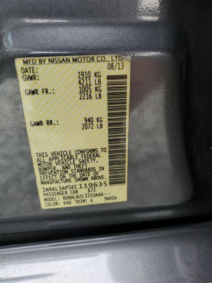 2014 Nissan Altima 2.5 VIN: 1N4AL3AP5EC119635 Lot: 86269785