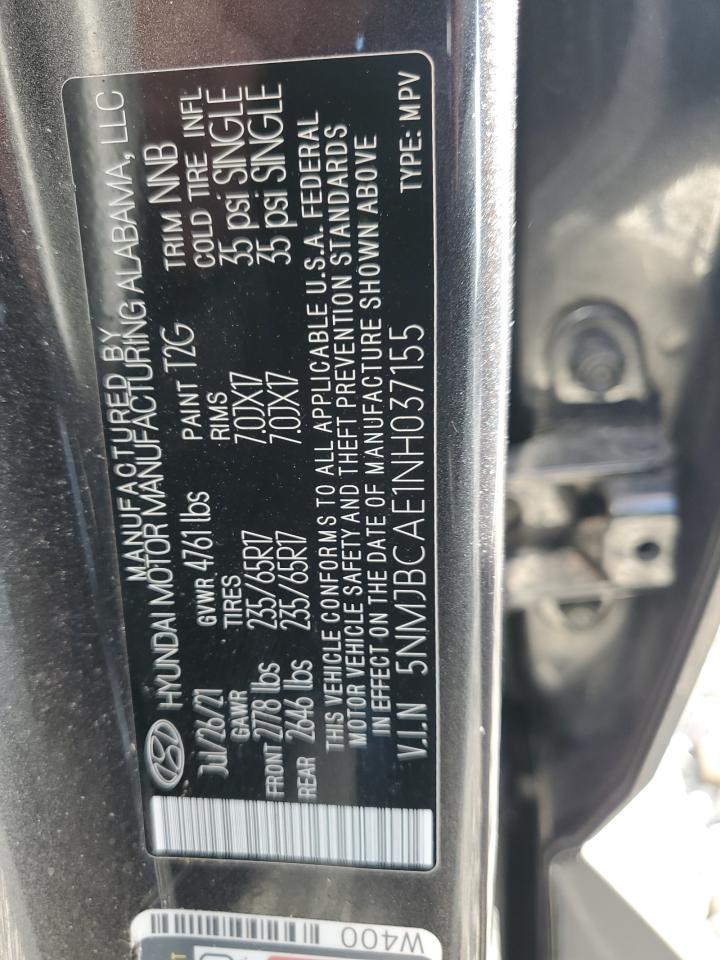 2022 Hyundai Tucson Sel VIN: 5NMJBCAE1NH037155 Lot: 82233915