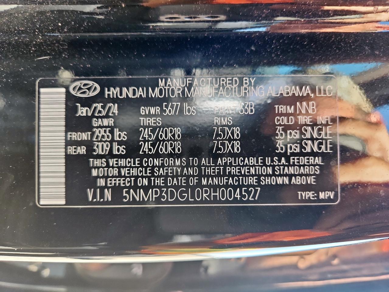 2024 Hyundai Santa Fe Xrt VIN: 5NMP3DGL0RH004527 Lot: 85204365