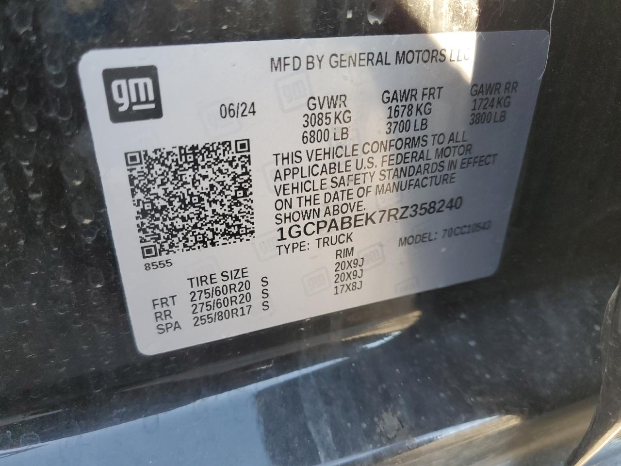 2024 Chevrolet Silverado C1500 Custom VIN: 1GCPABEK7RZ358240 Lot: 87233215