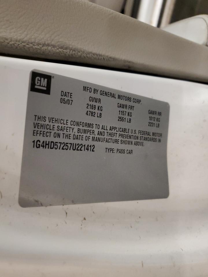 2007 Buick Lucerne Cxl VIN: 1G4HD57257U221412 Lot: 82767385