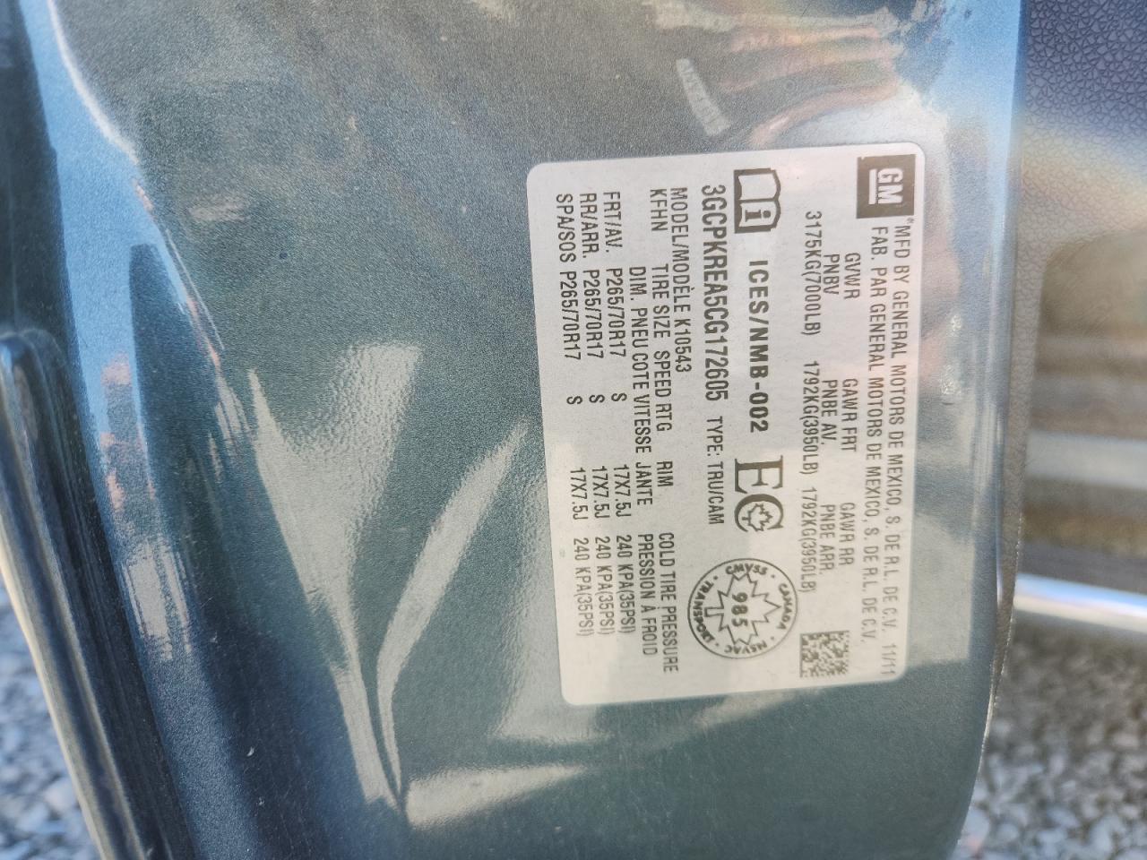 2012 Chevrolet Silverado K1500 Ls VIN: 3GCPKREA5CG172605 Lot: 84072665