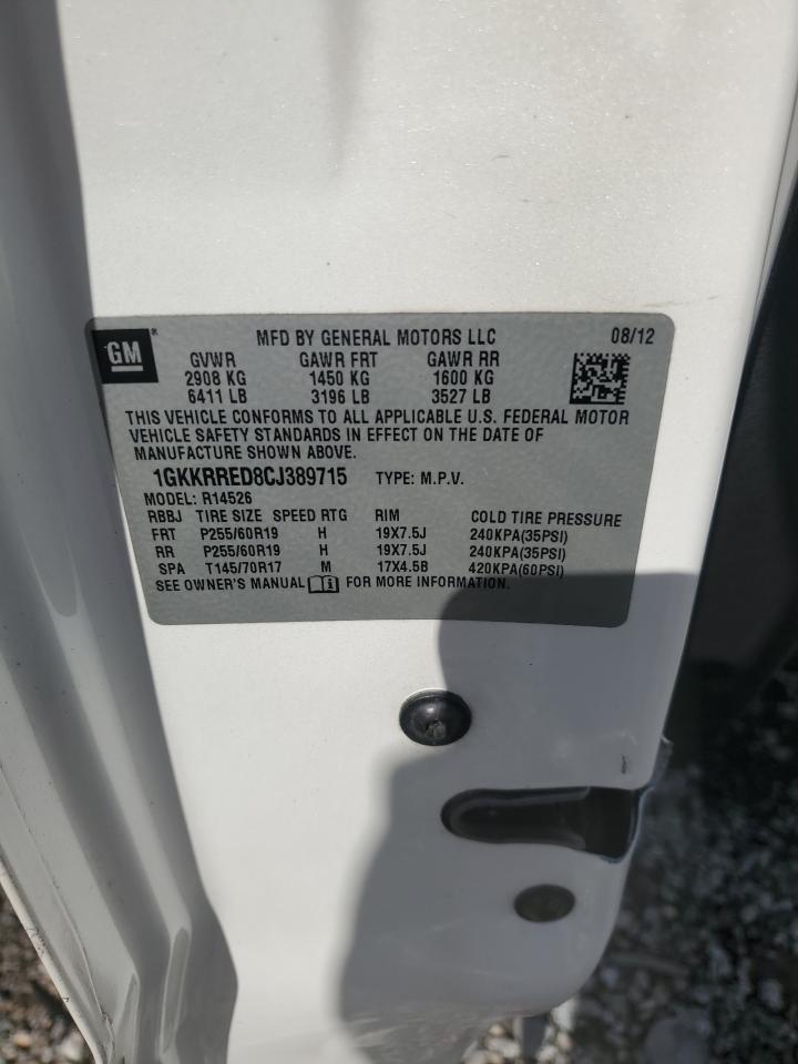2012 GMC Acadia Slt-1 VIN: 1GKKRRED8CJ389715 Lot: 90624385