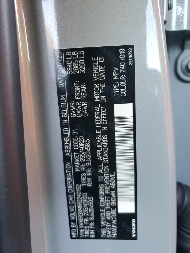 2024 Volvo Xc40 Recharge Ultimate VIN: YV4ER3XM9R2240152 Lot: 86444665