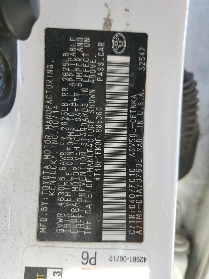 2015 Toyota Camry Le VIN: 4T1BF1FK0FU885366 Lot: 89854205