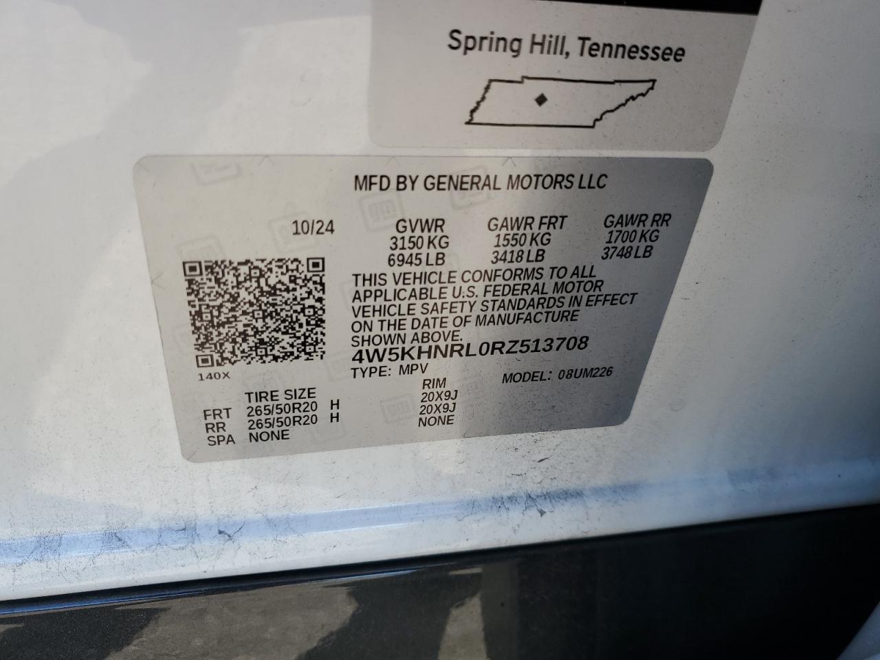 2024 Acura Zdx A-Spec VIN: 4W5KHNRL0RZ513708 Lot: 84422255