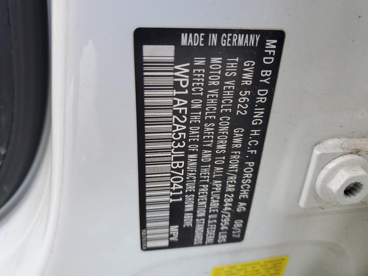 2018 Porsche Macan Turbo VIN: WP1AF2A53JLB70411 Lot: 89712435