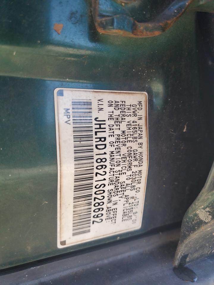 2001 Honda Cr-V Ex VIN: JHLRD18621S028692 Lot: 84651175