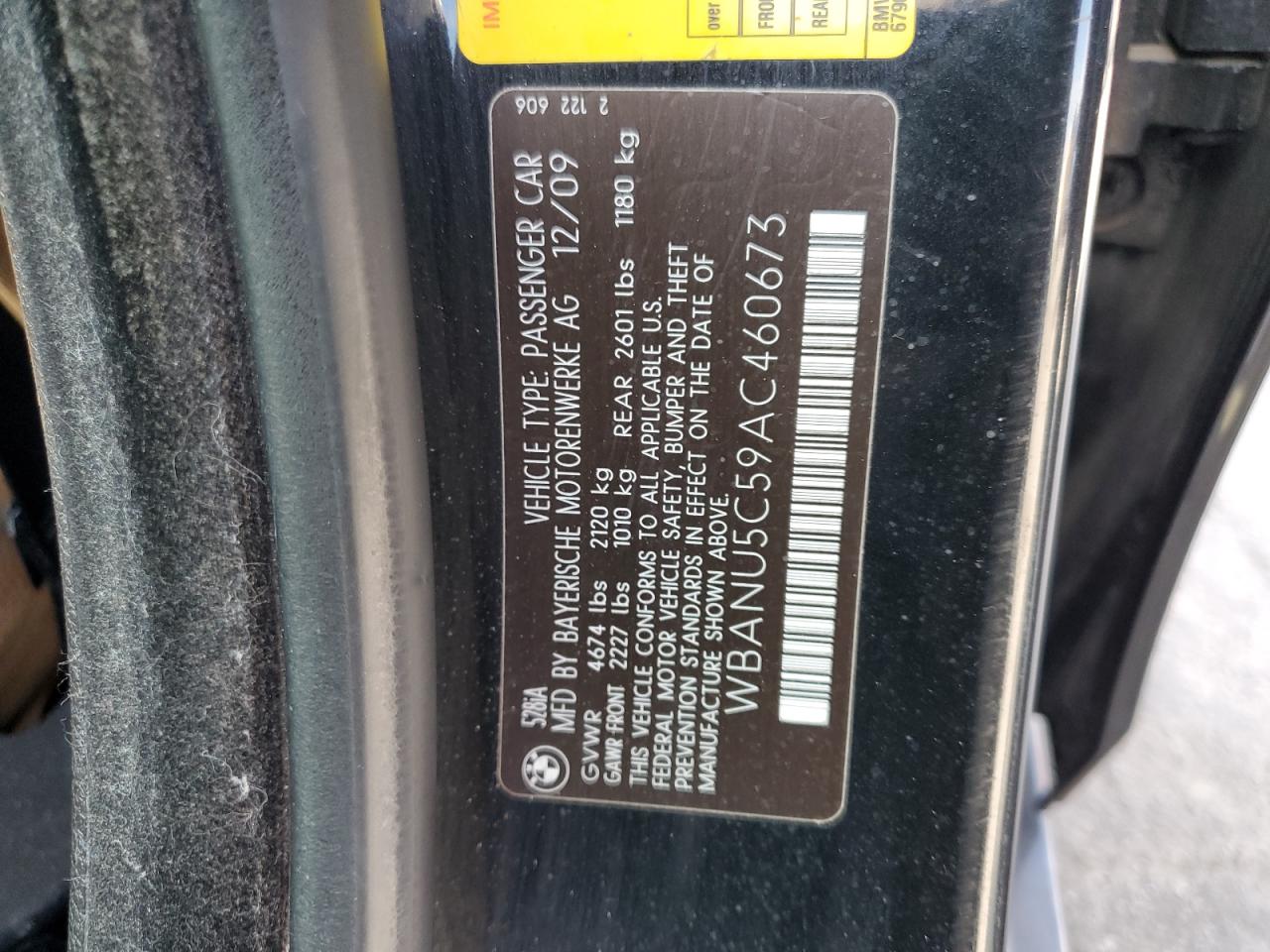 2010 BMW 528 I VIN: WBANU5C59AC460673 Lot: 86314335