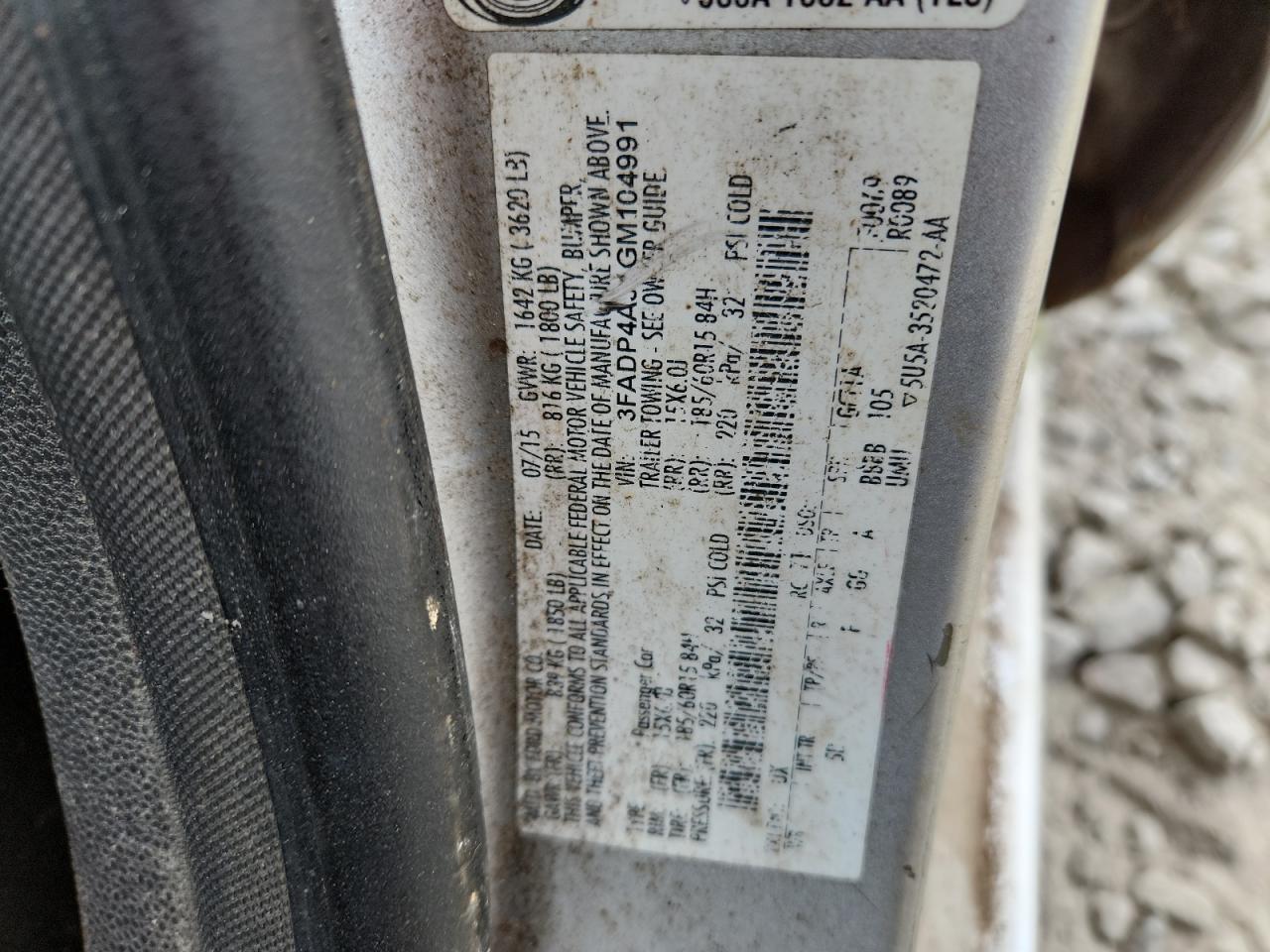 2016 Ford Fiesta S VIN: 3FADP4AJ1GM104991 Lot: 82201495