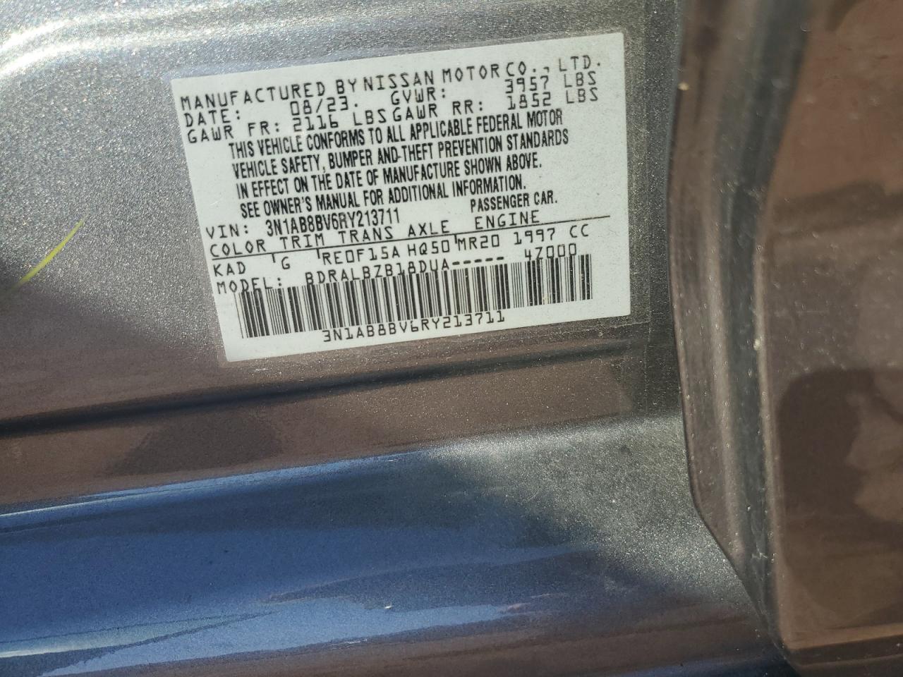 2024 Nissan Sentra S VIN: 3N1AB8BV6RY213711 Lot: 86166725