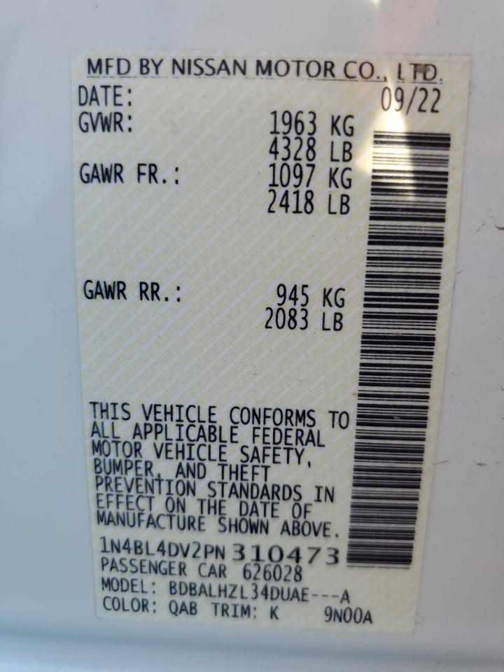 2023 Nissan Altima Sv VIN: 1N4BL4DV2PN310473 Lot: 90270705