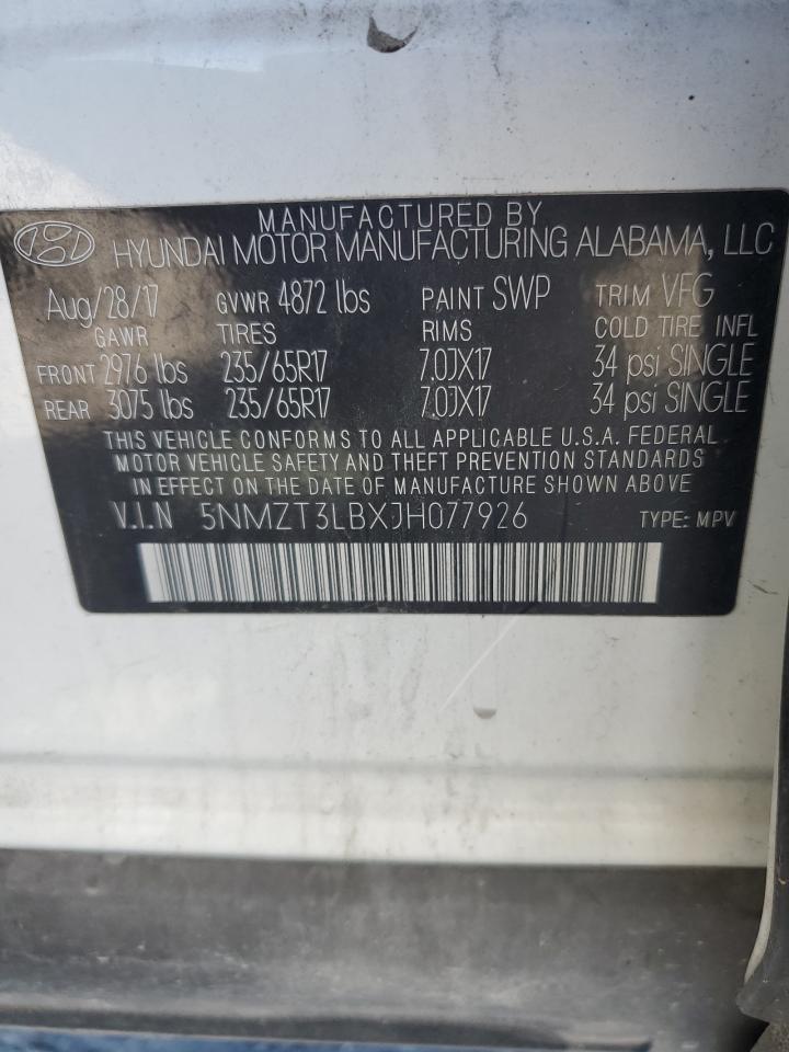 2018 Hyundai Santa Fe Sport VIN: 5NMZT3LBXJH077926 Lot: 86124935