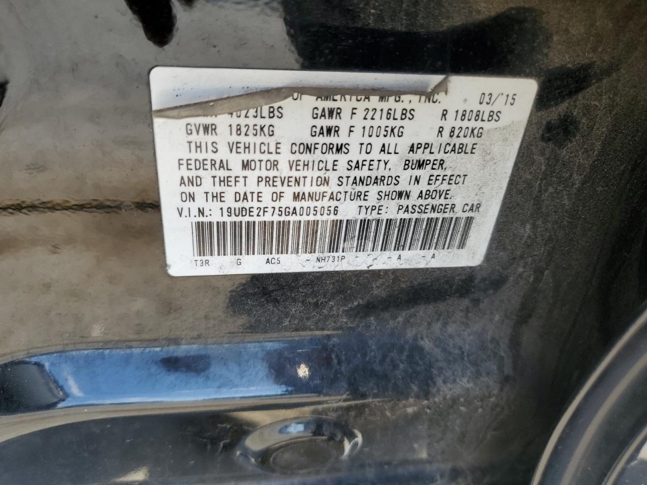 2016 Acura Ilx Premium VIN: 19UDE2F75GA005056 Lot: 82201385