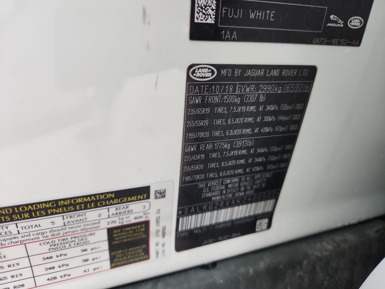 2019 Land Rover Discovery Se VIN: SALRG2RVXK2400502 Lot: 90227585