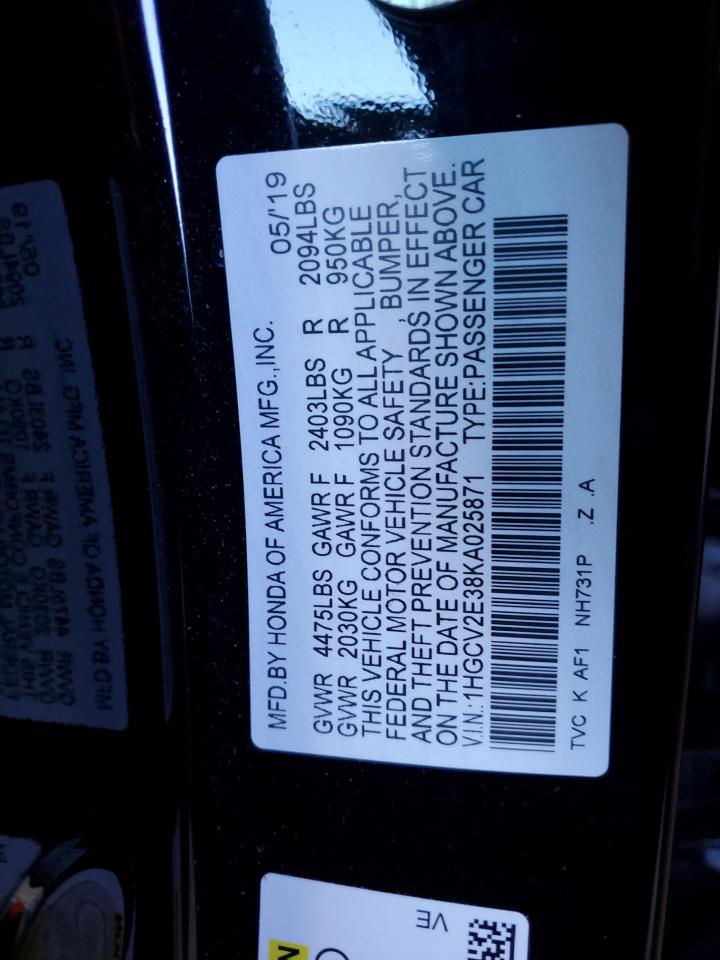 2019 Honda Accord Sport VIN: 1HGCV2E38KA025871 Lot: 85722075
