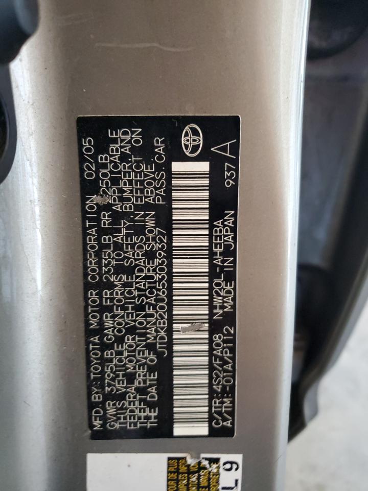 2005 Toyota Prius VIN: JTDKB20U653039327 Lot: 82247315