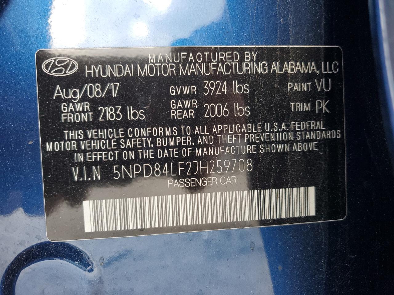 2018 Hyundai Elantra Sel VIN: 5NPD84LF2JH259708 Lot: 82368705