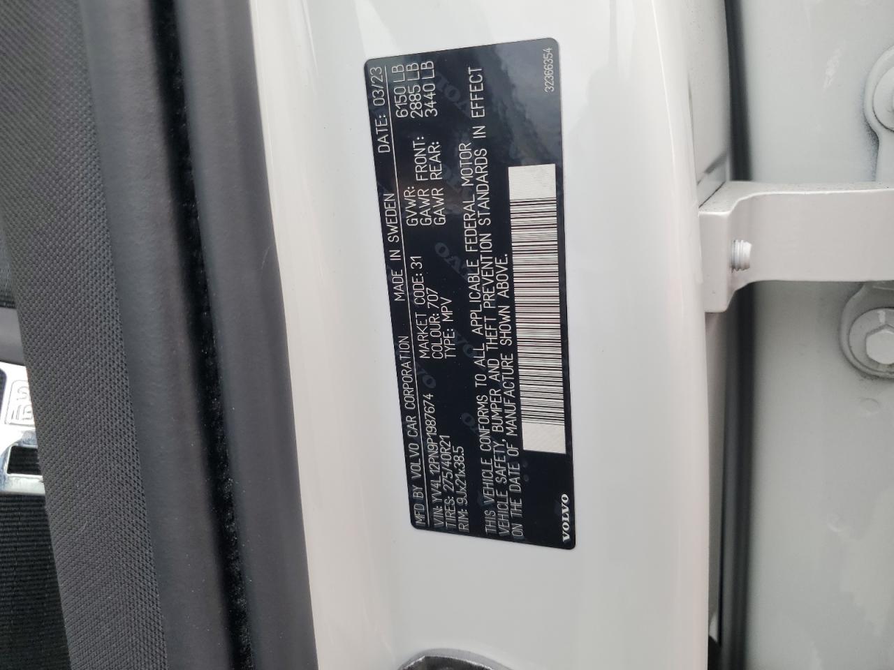 2023 Volvo Xc90 Plus VIN: YV4L12PN9P1987674 Lot: 82002735