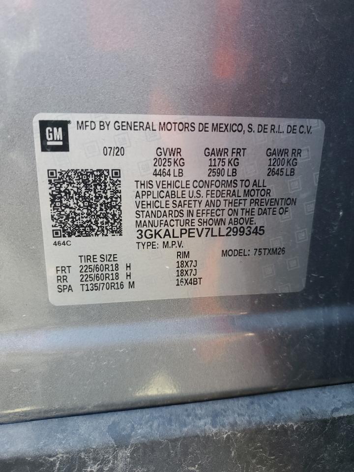 2020 GMC Terrain Slt VIN: 3GKALPEV7LL299345 Lot: 85388025
