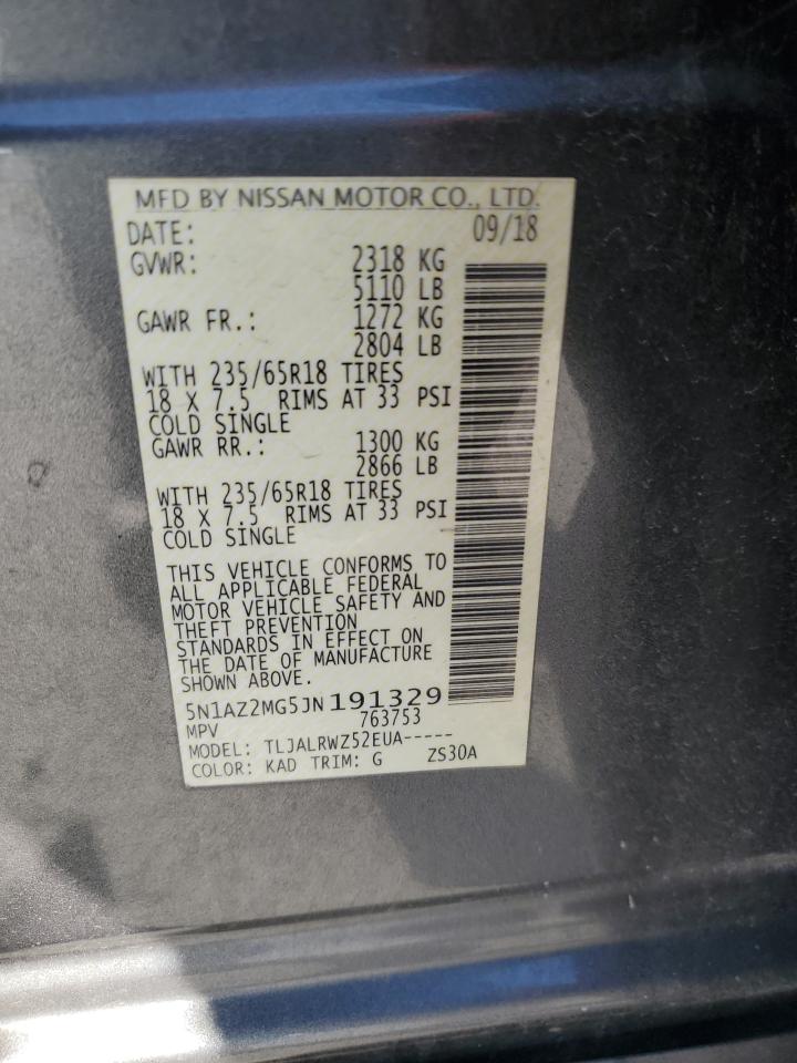 2018 Nissan Murano S VIN: 5N1AZ2MG5JN191329 Lot: 87423775