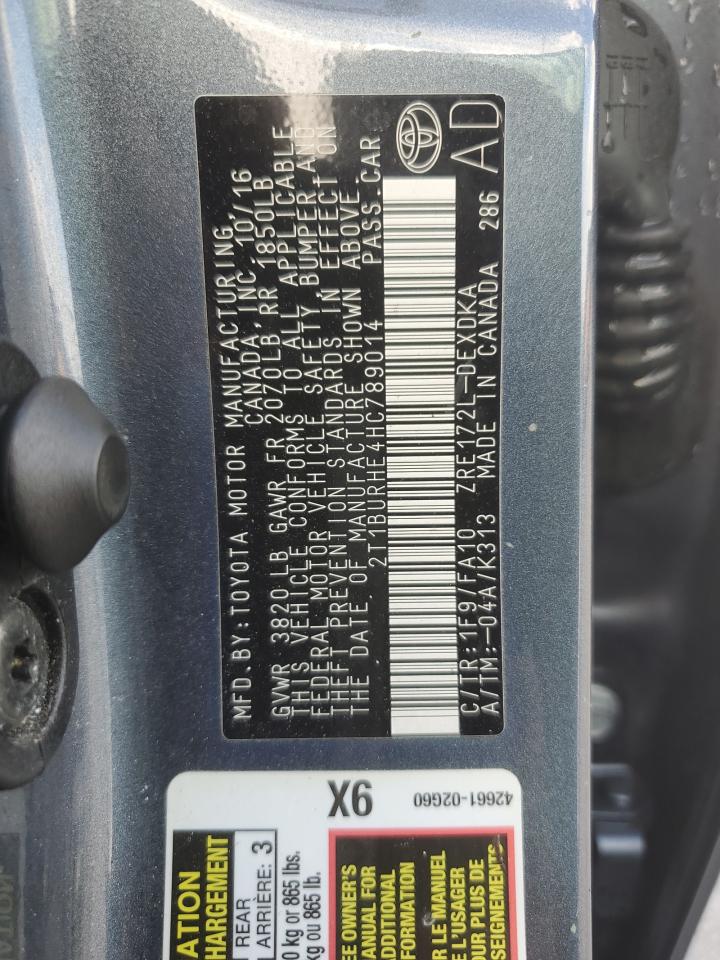 2017 Toyota Corolla L VIN: 2T1BURHE4HC789014 Lot: 85650145