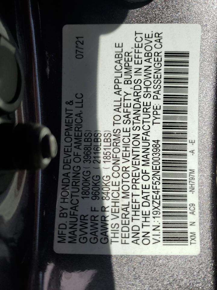 2022 Honda Insight Ex VIN: 19XZE4F54NE003064 Lot: 87433385