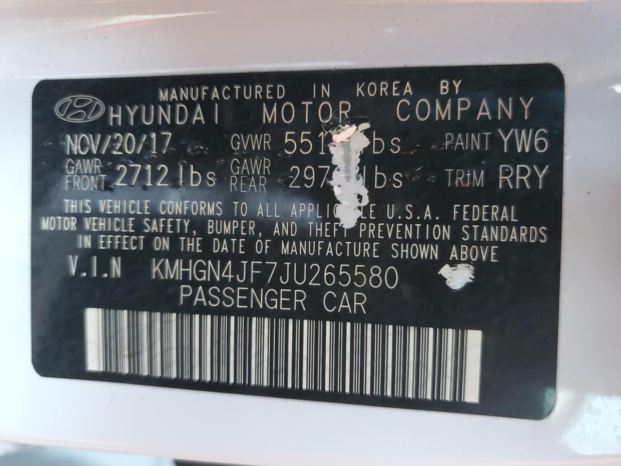 2018 Genesis G80 Ultimate VIN: KMHGN4JF7JU265580 Lot: 67528875