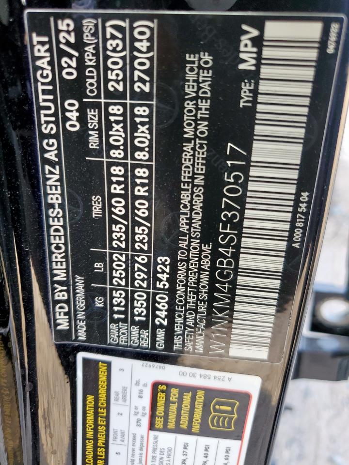 2025 Mercedes-Benz Glc 300 VIN: W1NKM4GB4SF370517 Lot: 85130255