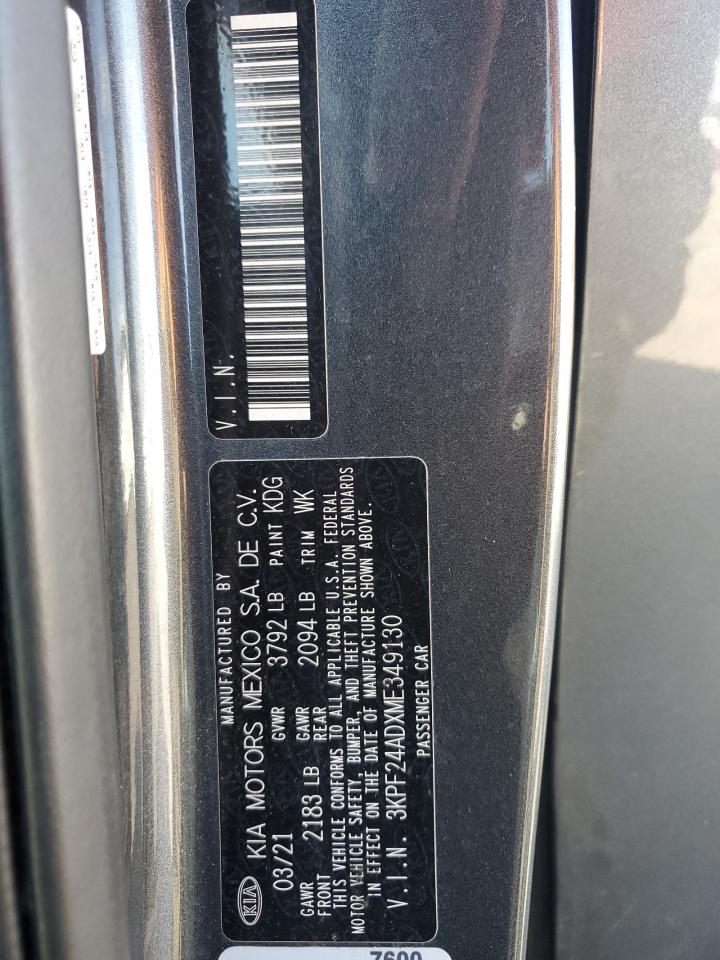 2021 Kia Forte Fe VIN: 3KPF24ADXME349130 Lot: 90971355