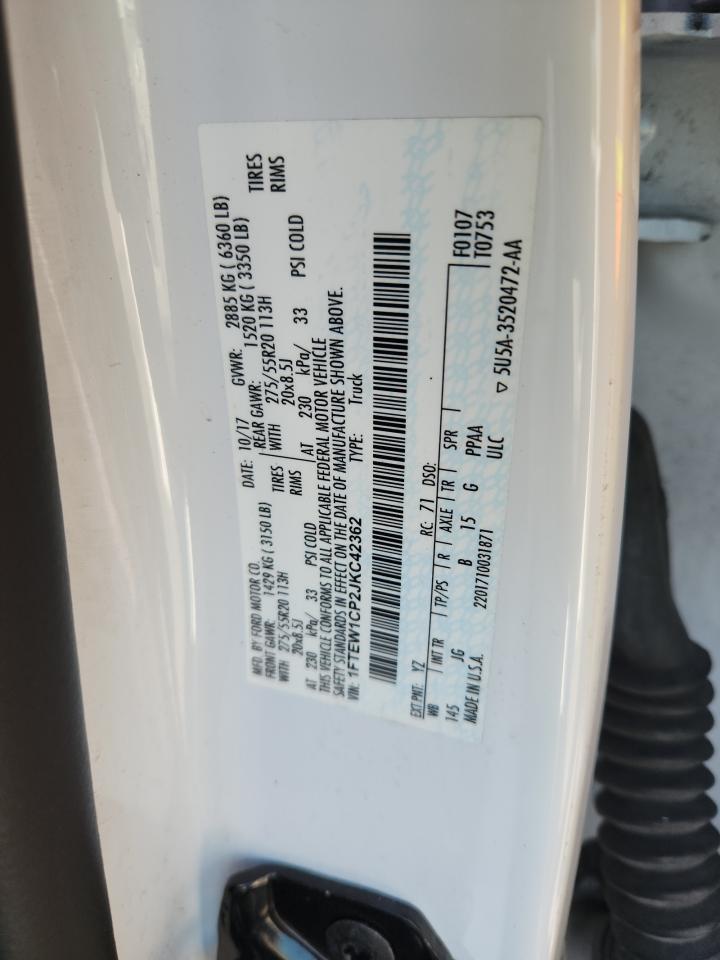 2018 Ford F150 Supercrew VIN: 1FTEW1CP2JKC42362 Lot: 82730445