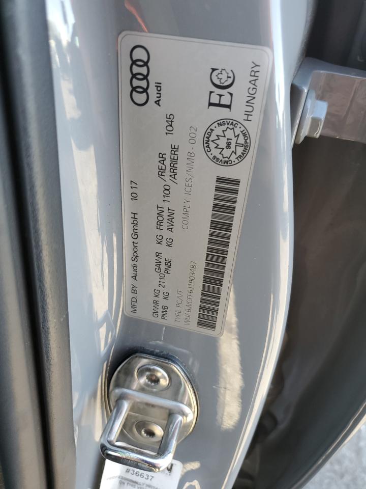 2018 Audi Rs3 VIN: WUABWGFF6J1903487 Lot: 86447135