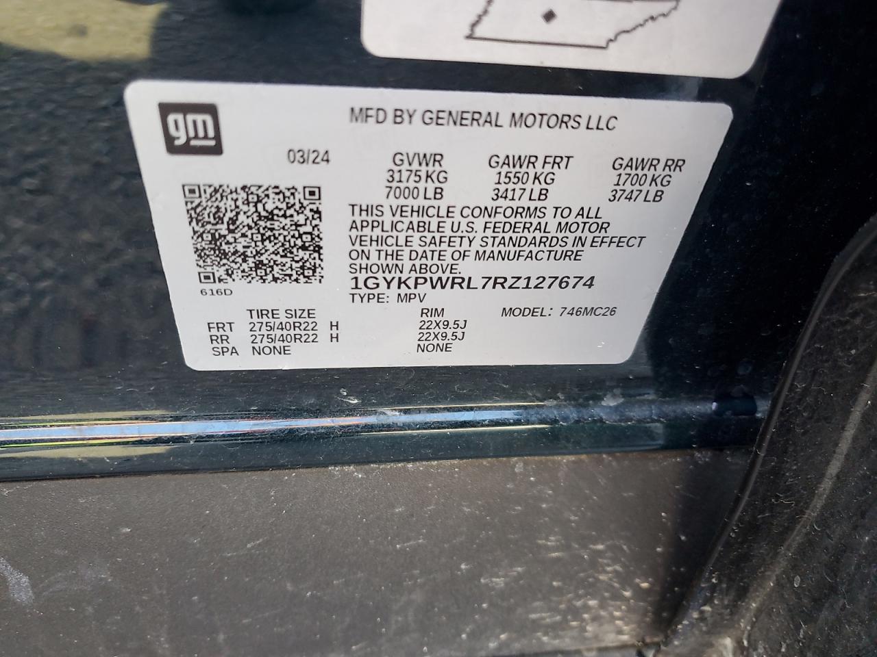 2024 Cadillac Lyriq Sport VIN: 1GYKPWRL7RZ127674 Lot: 86988015