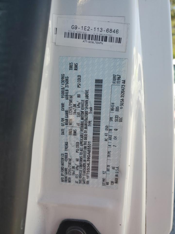 2009 Ford Econoline E350 Super Duty Van VIN: 1FTSS34L59DA85531 Lot: 90868845