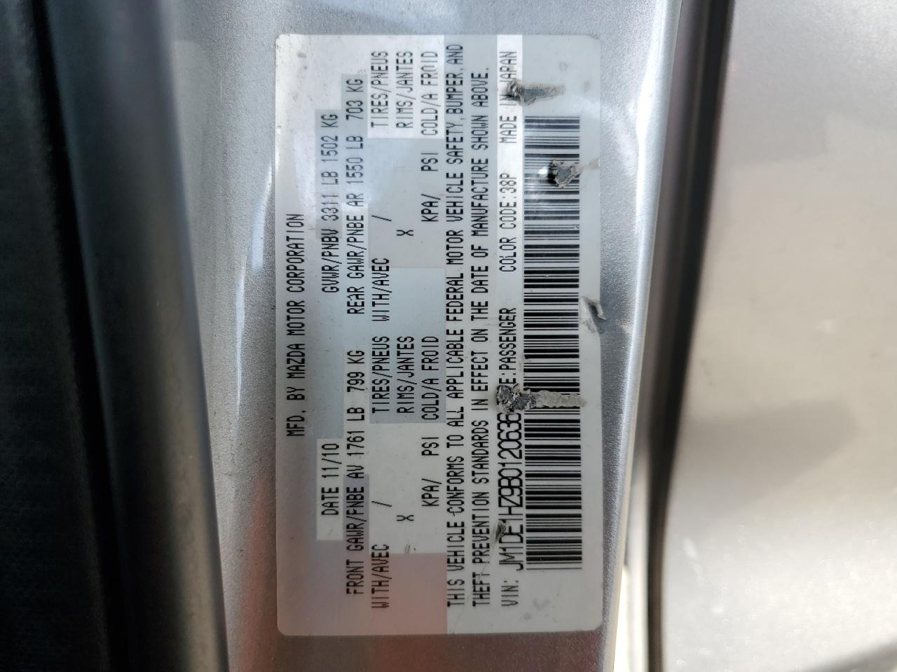 2011 Mazda Mazda2 VIN: JM1DE1HZ9B0120636 Lot: 85757005