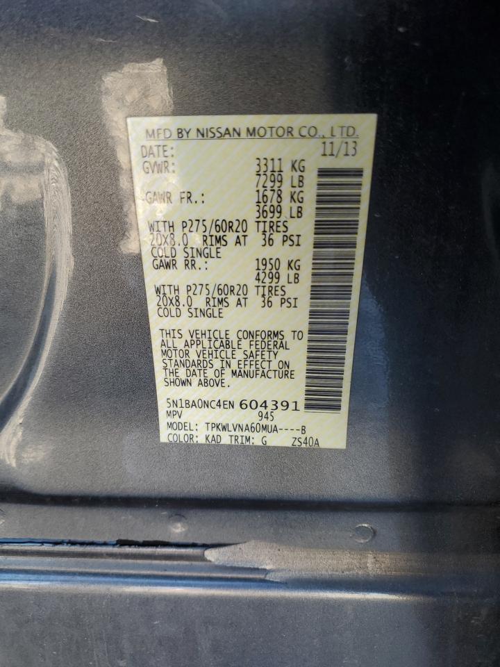 2014 Nissan Armada Sv VIN: 5N1BA0NC4EN604391 Lot: 86050685