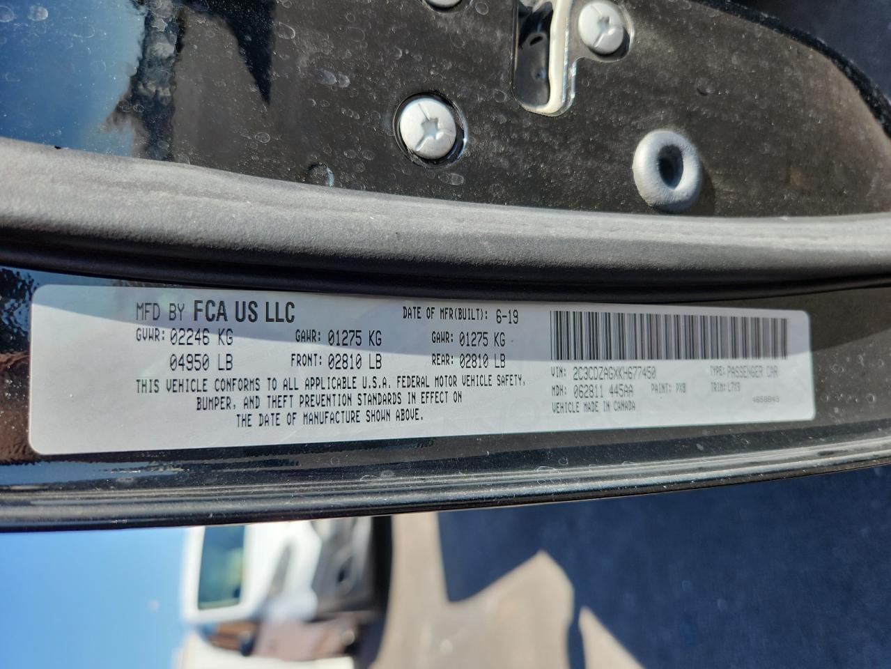 2019 Dodge Challenger Sxt VIN: 2C3CDZAGXKH677450 Lot: 84649605