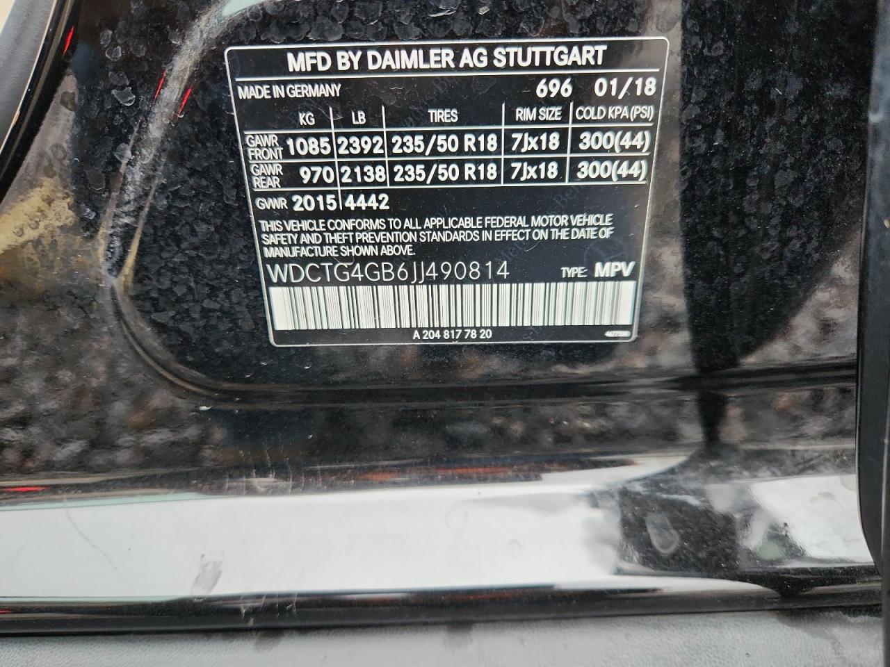 2018 Mercedes-Benz Gla 250 4Matic VIN: WDCTG4GB6JJ490814 Lot: 86311715