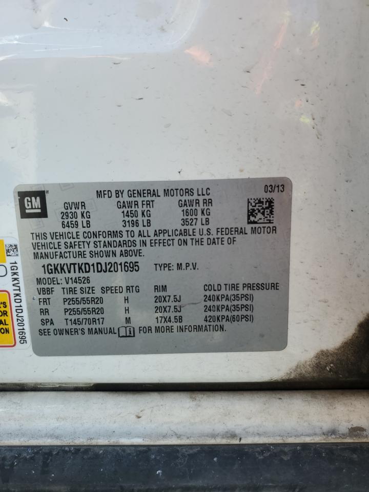 2013 GMC Acadia Denali VIN: 1GKKVTKD1DJ201695 Lot: 82558675