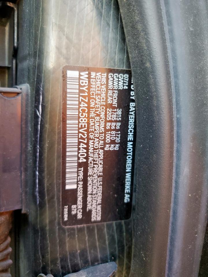 2014 BMW I3 Rex VIN: WBY1Z4C58EV274404 Lot: 85331235