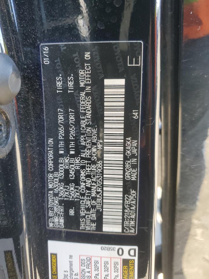 2016 Toyota 4Runner Sr5/Sr5 Premium VIN: JTEBU5JR7G5319086 Lot: 86134565