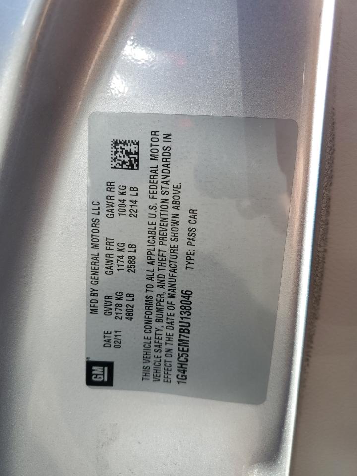 2011 Buick Lucerne Cxl VIN: 1G4HC5EM7BU138046 Lot: 86616025